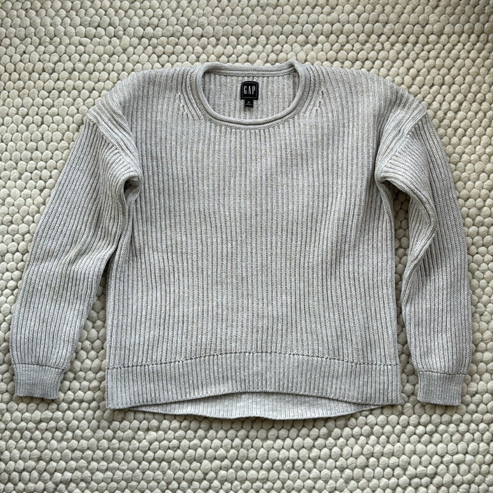 GAP 100% Cotton Women's Cream Roll neck Ribbed Crewneck Sweater